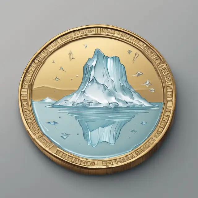 Gold coin on an iceberg melting away, indicating the concept of a forward discount