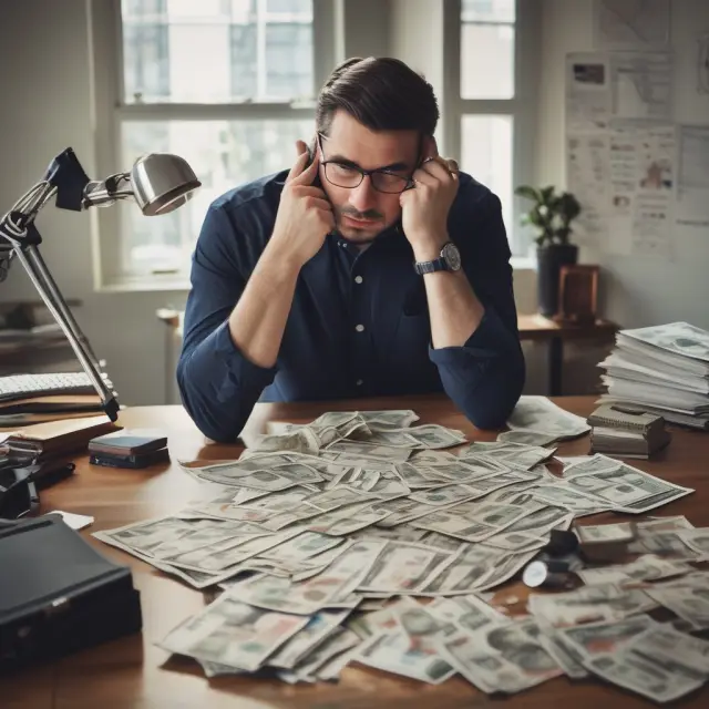 An investor contemplating their next move while surrounded by currency charts, interest rates, and financial instruments
