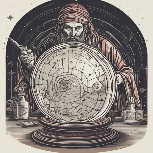 A fortune teller examining financial charts and market symbols in a crystal ball, addressing frequently asked questions about forward prices