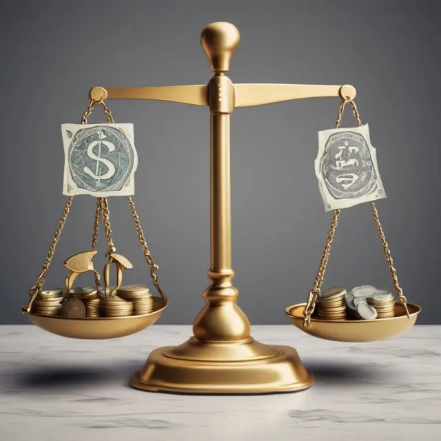 A balance with different currencies on each scale pan, symbolizing the benefits and challenges of using forward rates for investors