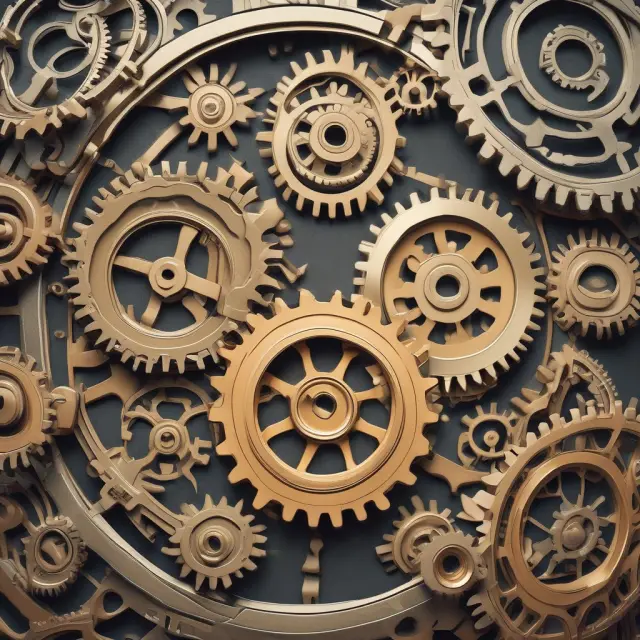 Image: A treasury filled with interlinked gears illustrating forward rate applications in various industries