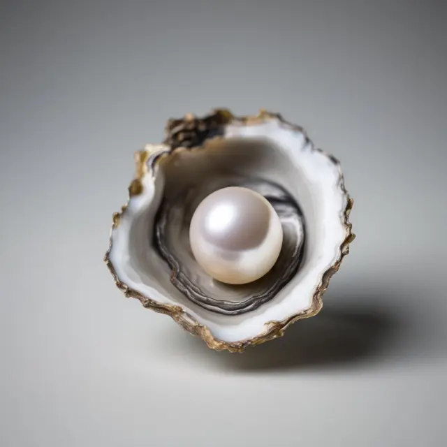 Image of a pearl lying within the open shell of an oyster, representing Singapore