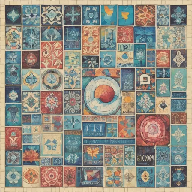 Mosaic illustrating the Four Pillars (Product, Price, Place, and Promotion) of Marketing