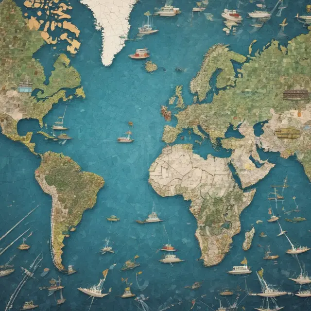 Image of a dynamic mosaic showing interconnected distribution networks forming a global market, emphasizing accessibility and reach