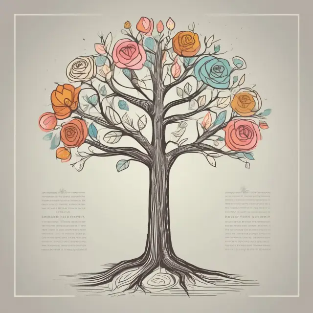 Blooming tree symbolizing brand authenticity with branches representing design, packaging, and customer service