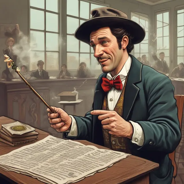 An agent selling stocks from a magical wand in a bustling auction house, symbolizing At-the-Market offerings