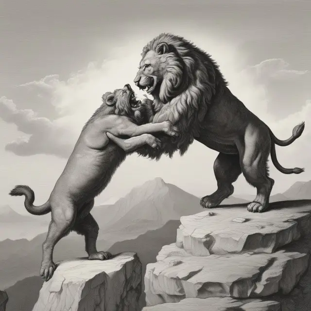 A dancing bear symbolizes FRA benefits, while a watchful lion signifies their inherent risks