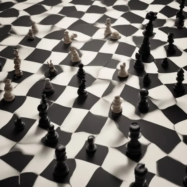 A chessboard displaying a rook symbolizing Forward Rate Agreements (FRA) and a bishop representing Forward Contracts (FWD), emphasizing their distinct roles in risk management.
