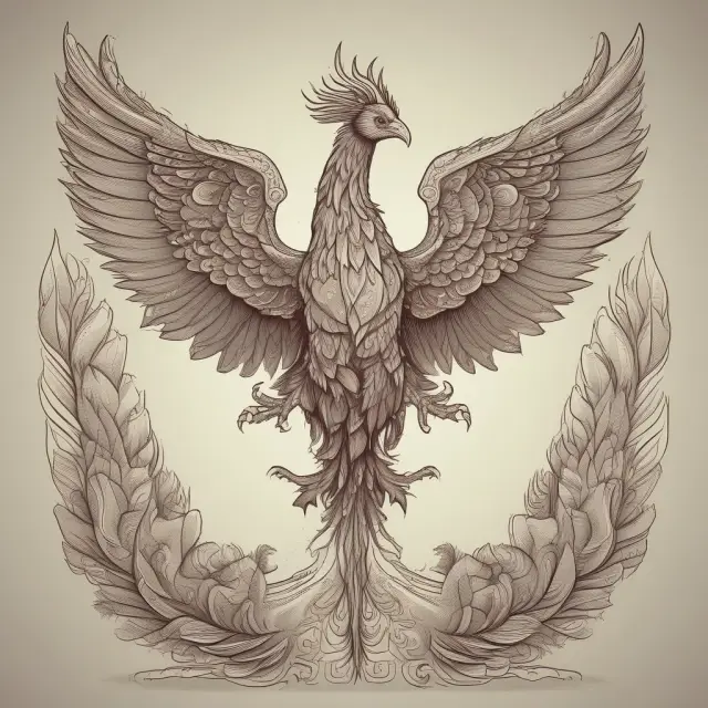 Visualization of bullish fractal with a phoenix rising from three lower lows, symbolizing potential trend reversals