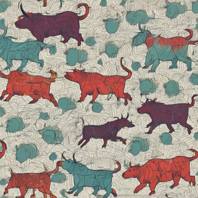 Two dancers representing fractals and chart patterns engaging in a dance, demonstrating their similarities and differences through the metaphors of bulls and bears