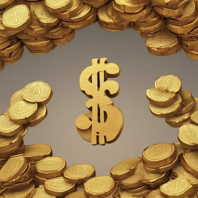A golden scale weighs the advantages of a gold standard against those of fractional reserve banking