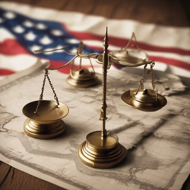 A pair of scales tips towards an American map, representing the financial implications and consequences for late or non-payment of franchise taxes in various US states.