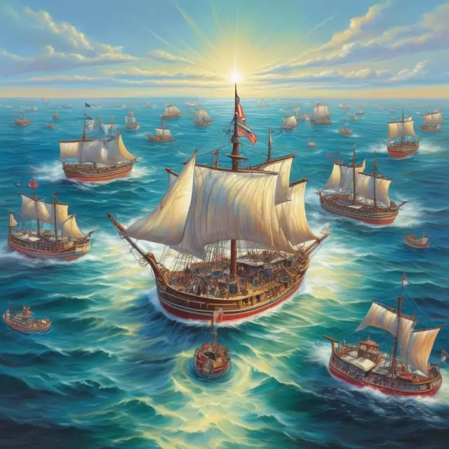 Franchisor providing guidance and support to multiple franchisee boats, symbolizing their role in ensuring business success.