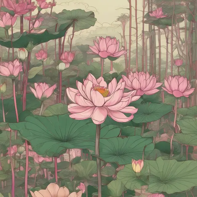 A lotus flower flourishing in a pond, symbolizing the growth and success of a franchise business through support from experienced franchisors