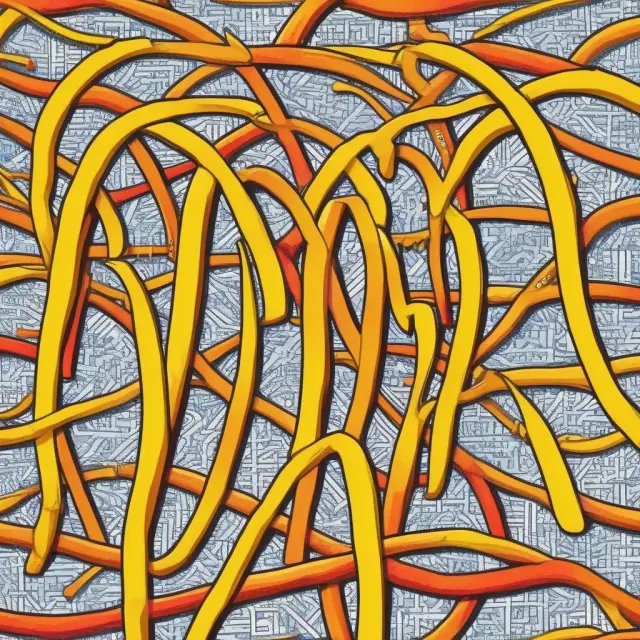 Golden arches forming an intricate web, illustrating McDonald