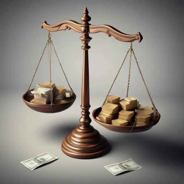 Scales representing company tax distribution: one pan for fully franked dividends, other for partially franked dividends