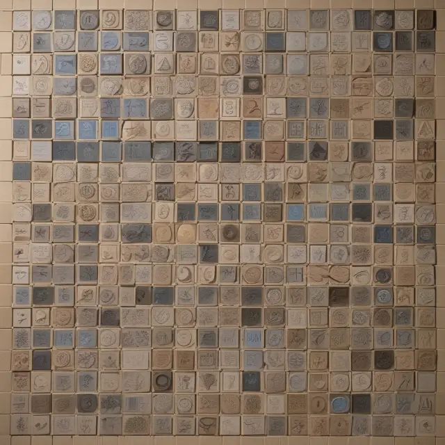An intricate mosaic depicting the Federal Reserve Board, symbolizing its members with staggered terms.