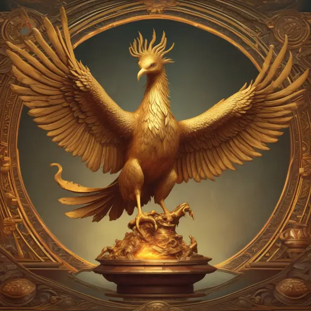 Golden phoenix symbolizing FRB