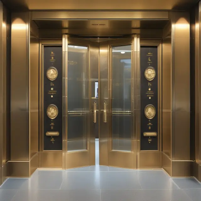 Golden revolving door symbolizing Federal Reserve Board (FRB) appointments, staggered terms, and reappointment possibilities