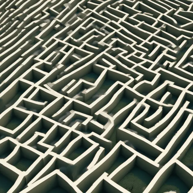 Intricate maze representing the interconnected roles of Freddie Mac and Fannie Mae within the mortgage market