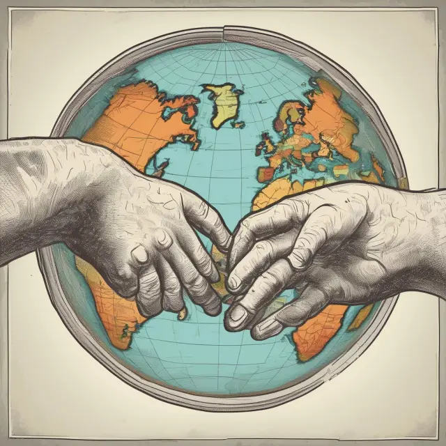 A pair of outstretched hands forming a globe, illustrating the collaboration and unity among countries in implementing free trade agreements.