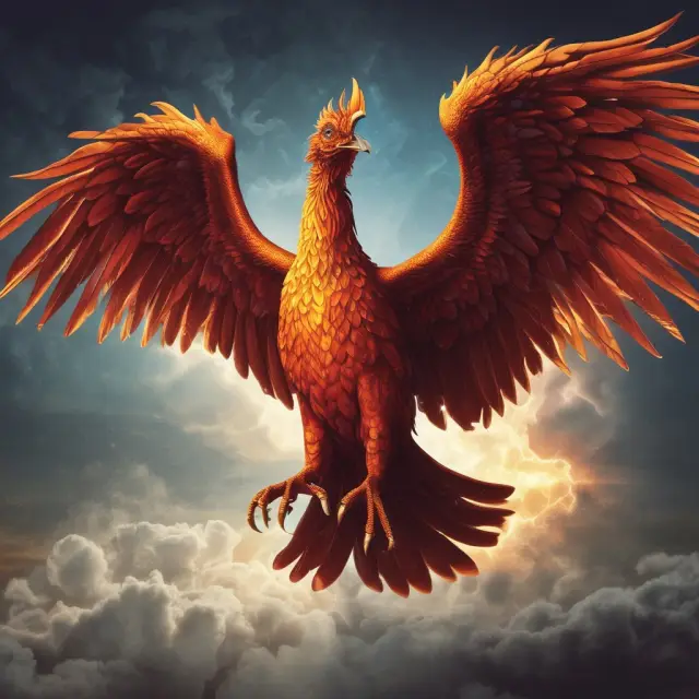 A phoenix symbolizing entrepreneurship rises above a bustling, dynamic marketplace, emphasizing the benefits of free enterprise.