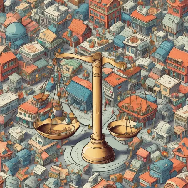 Scale representing free enterprise (marketplace) versus government intervention, illustrating the delicate equilibrium in modern economic systems