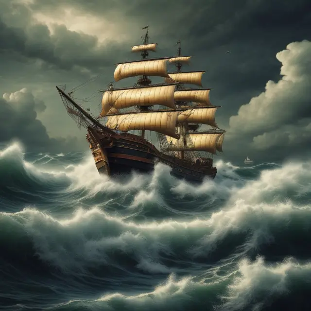 Ship navigating turbulent waters while carrying lost gold coins - Disadvantages for institutional investors: job losses, sunk costs, competition, environmental concerns