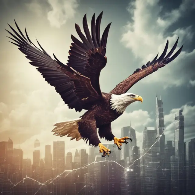Eagle symbolizes analysis, soaring above charts representing FCF trends for understanding future financial prospects