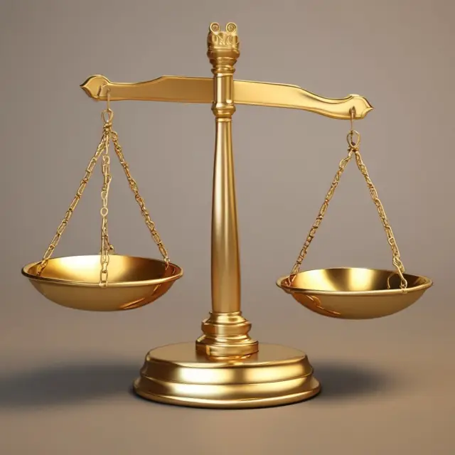 A pair of golden scales balanced by golden weights representing debt (decreasing FCF) and equity (increasing FCF).