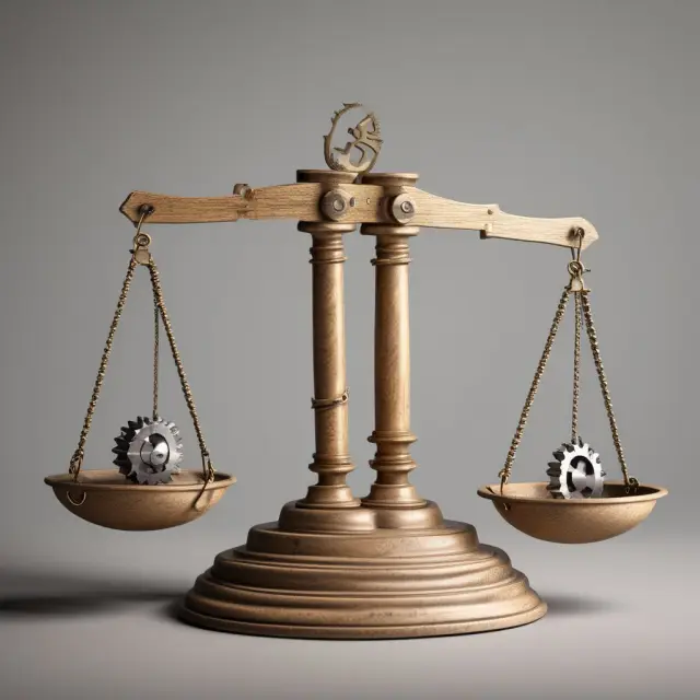 Scale representing FCFE valuation technique balanced by gears symbolizing assumptions (capital expenditures, working capital, debt repayment, consistency, beta, and industry factors).