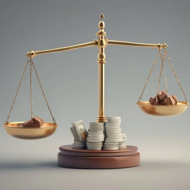 Scale weighing the pros (gold weights) and cons (silver weights) of Free Cash Flow to Equity valuation method