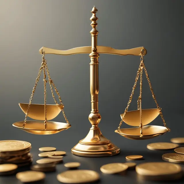 Golden scale with balance between public and insider shares, representing free-float methodology