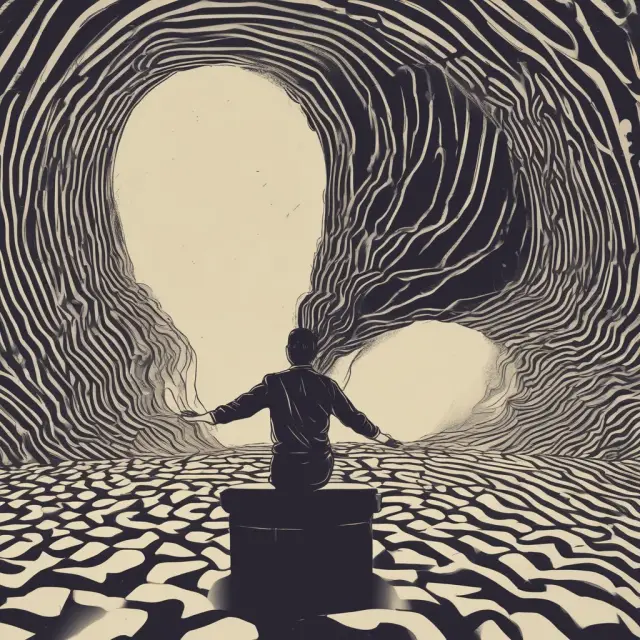 An unconscious mind depicted as a well, with sales and marketing strategies reaching into it to uncover hidden desires