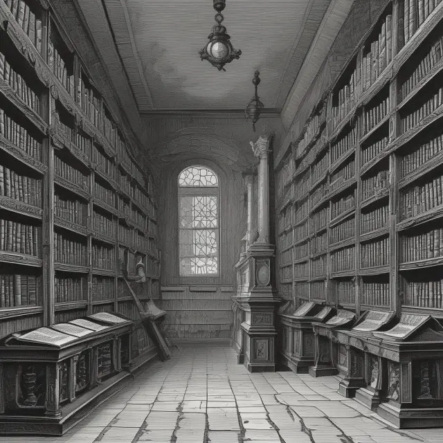 A masked figure writes at a table in a dimly lit library. The scene symbolizes Friedrich Engels