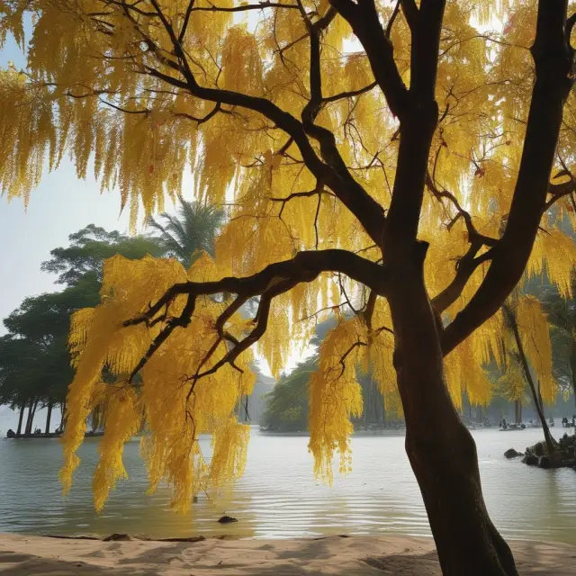 Golden tree bearing various fruit symbols representing fringe benefits. Employees gather beneath, symbolizing attraction and retention.
