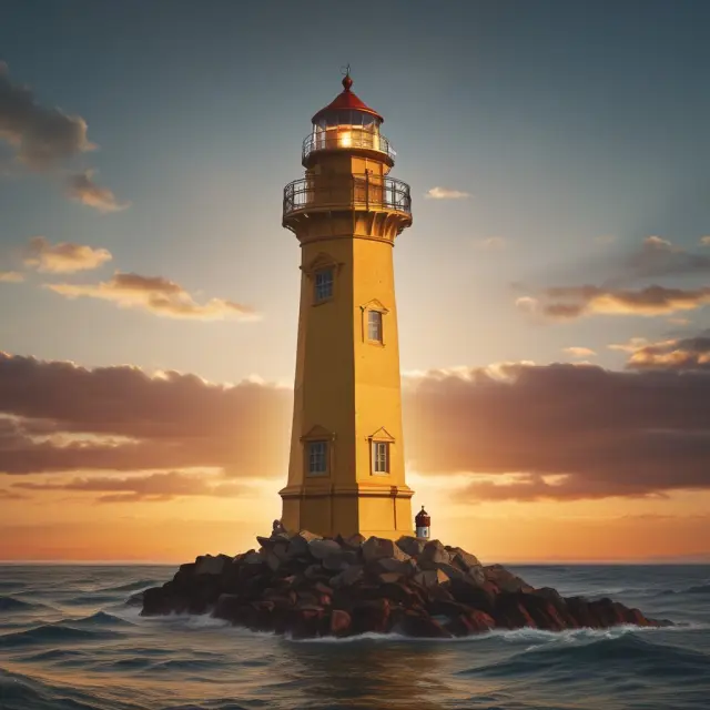 A lighthouse gleams in gold, symbolizing the Financial Risk Manager (FRM) certification