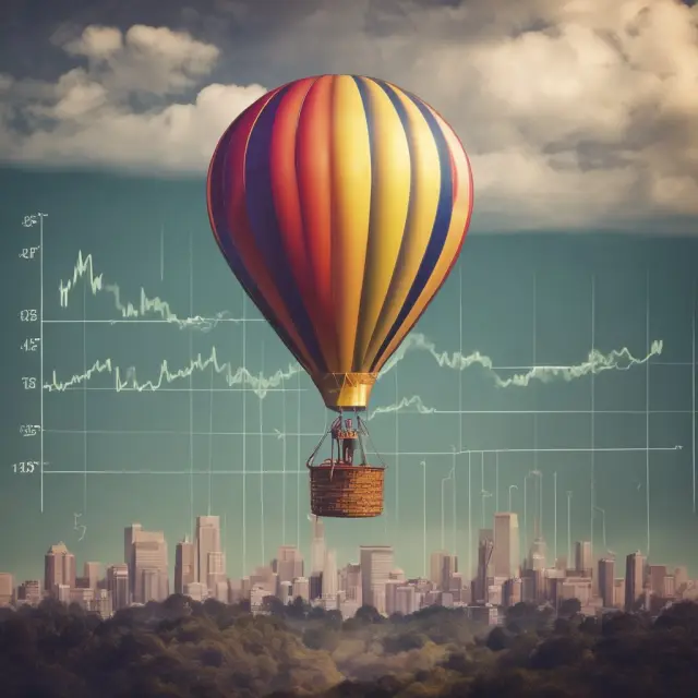 A hot air balloon floating above a graph illustrating the Consumer Price Index, representing US Treasury Inflation-Protected Securities.