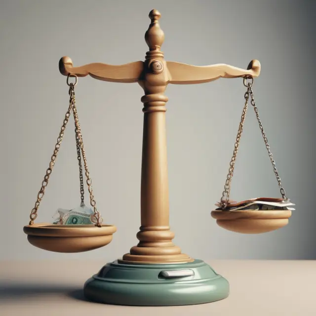 A set of scales with mortgage documents on one side and an hourglass representing monthly income on the other, emphasizing front-end debt-to-income ratio determination.