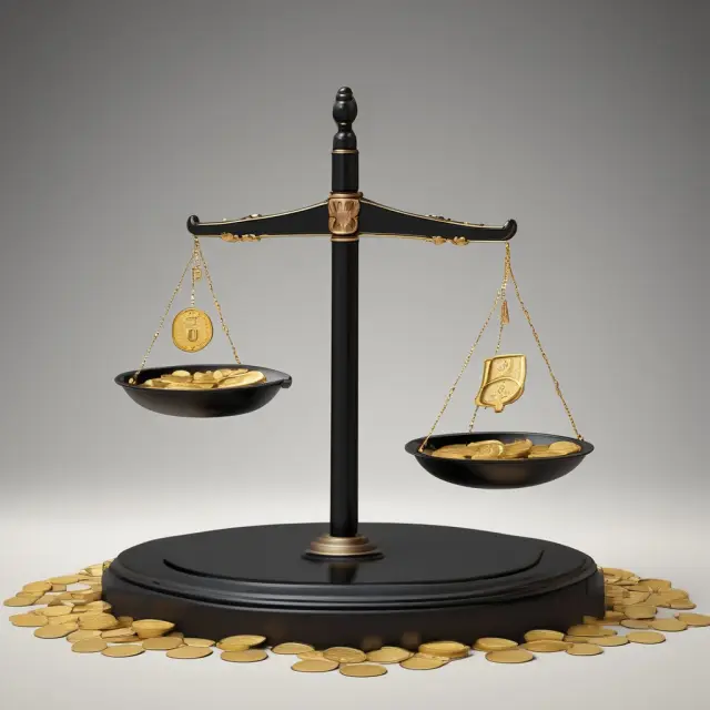 Gold coins weighing down a scale, sinking into a black hole due to front-end investment fees