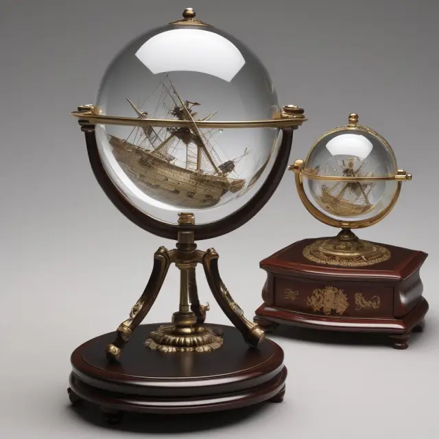 An intriguing comparison of the FTSE 100, S&P 500, and DJIA as crystal ball, telescope, and compass respectively, symbolizing their unique perspective on stock markets and economies.