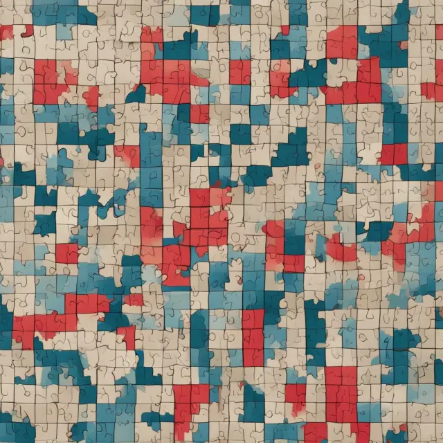 A giant puzzle being put together by an AI hand symbolizing FTSE Russell, with each market piece representing a company. The puzzle evolves quarterly to ensure accurate index representation.