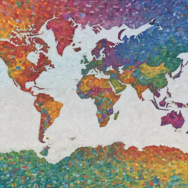 A stylized map transitioning to a collage of regional FTSE indices, representing FTSE Russell