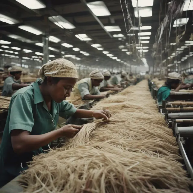 Workers weaving raw materials into finished goods, illustrating direct costs