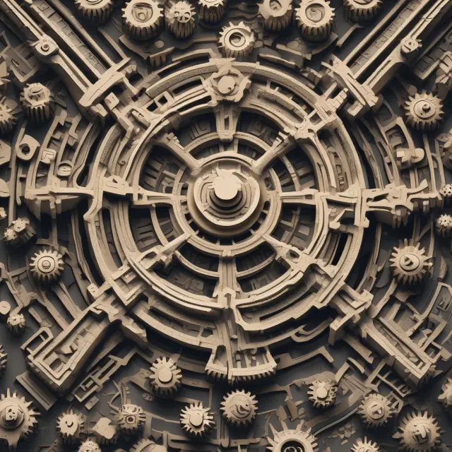 An image of a complex network of interconnected gears symbolizing variable overhead costs flowing through a manufacturing process