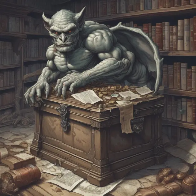 Gargoyle protecting clear, accurate financial documents for full disclosure