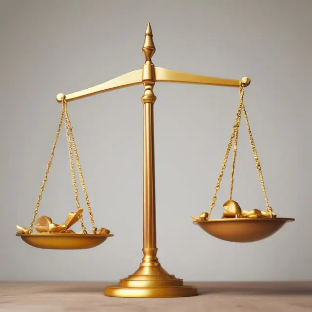 A golden scale with employment represented by one pan and inflation by the other, illustrating the delicate balance required for ideal full employment