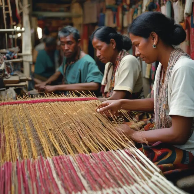 A golden hand weaves a beautiful tapestry, symbolizing full employment