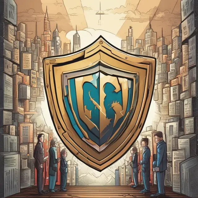 Image of a shield bearing the full ratchet symbol, safeguarding an investor