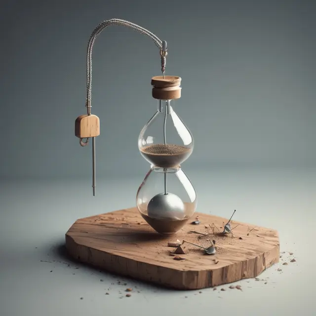 Pendulum illustrating the balance between innovation and waste in planned obsolescence strategy.